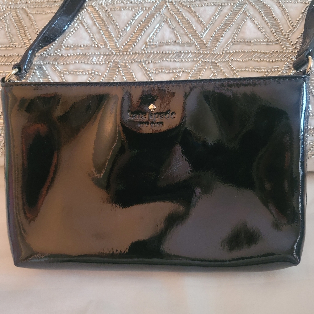Kate Spade New York Harrison Street Tay Patent Leather Crossbody Bag, Black EUC